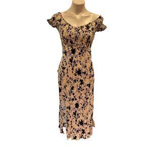 ASTR The Label Blue Dress sz M Criss Cross Smock Floral Midi Dress